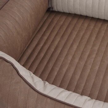 Knuffelwuff Orthopädisches Hundebett Outlander Aus Laser-gestepptem Kunstleder Braun/ Grau M-L 5 Knuffelwuff Orthopädisches Hundebett Outlander Aus Laser-gestepptem Kunstleder Braun/ Grau M-L – Bild 5