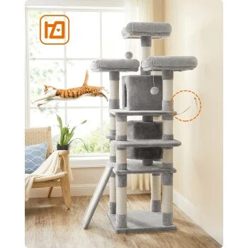 FEANDREA Katzenbaum 172cm Hellgrau Hellgrau 8 FEANDREA Katzenbaum 172cm Hellgrau Hellgrau – Bild 8