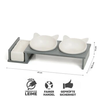 Canadian Cat Company Futterbar Cat Diner Grau/ Weiß 8 Canadian Cat Company Futterbar Cat Diner Grau/ Weiß – Bild 8