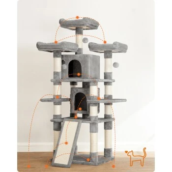 FEANDREA Katzenbaum 172cm Hellgrau Hellgrau 9 FEANDREA Katzenbaum 172cm Hellgrau Hellgrau – Bild 9