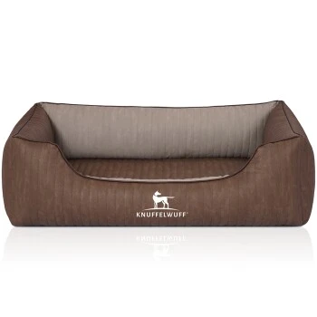 Knuffelwuff Orthopädisches Hundebett Outlander Aus Laser-gestepptem Kunstleder Braun/ Grau M-L 3 Knuffelwuff Orthopädisches Hundebett Outlander Aus Laser-gestepptem Kunstleder Braun/ Grau M-L – Bild 3
