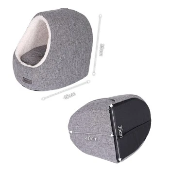 Lionto Katzenhöhle Mit Wendekissen Hellgrau 6 Lionto Katzenhöhle Mit Wendekissen Hellgrau – Bild 6